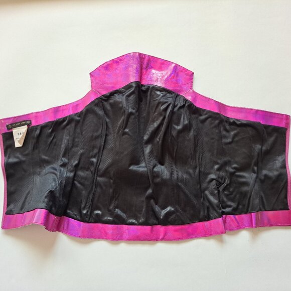 Plein Sud neon hot pink metallic genuine leather corset top Size 38 / XS - Picture 11 of 16